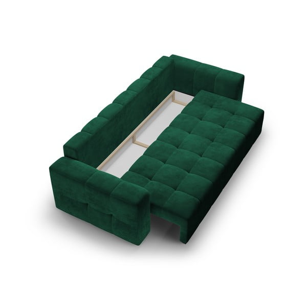 Zelena žametna raztegljiva zofa Milo Casa Luca-image-4