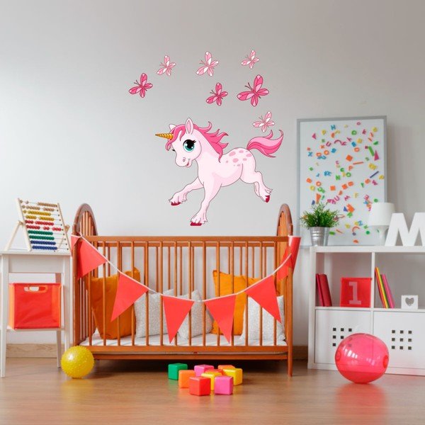 Stenske nalepke Ambiance Pink Unicorn in Papillons-image-2