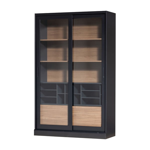 Črna vitrina iz masivnega bora z drsnimi vrati 125x200 cm James – WOOOD-image-2