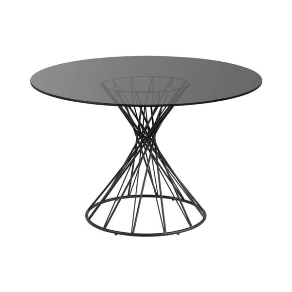 Črna okrogla jedilna miza s stekleno mizno ploščo ø 120 cm Niut – Kave Home
