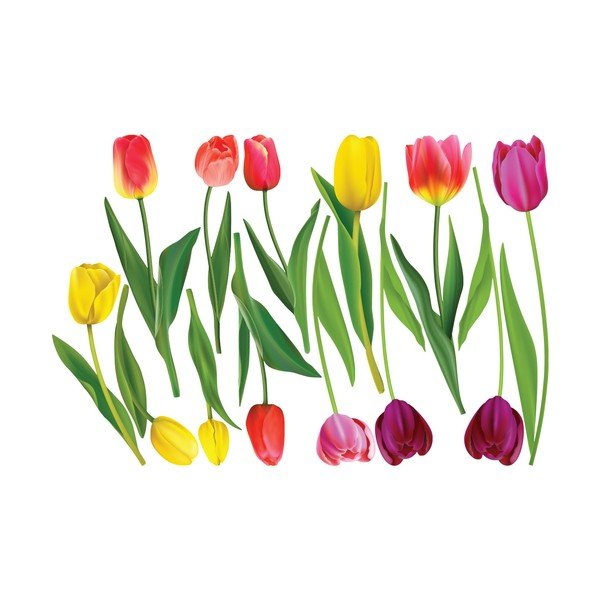 Komplet stenskih nalepk Ambiance Colorful Tulips-image-2