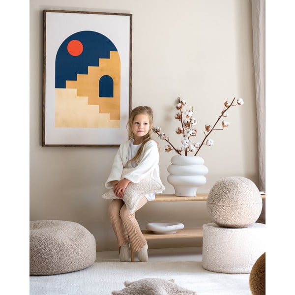 Kremno bel otroški tabure iz tkanine bouclé – Wigiwama-image-1