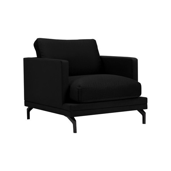 Črn fotelj z naslonom za noge v črni barvi Windsor & Co Sofas Jupiter-image-1