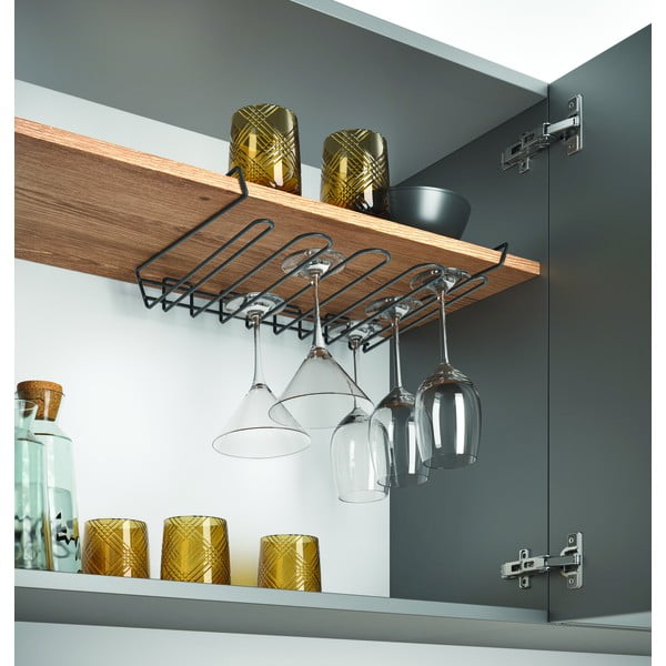 Črno držalo za vinske kozarce Metaltex Wine Glass-image-1