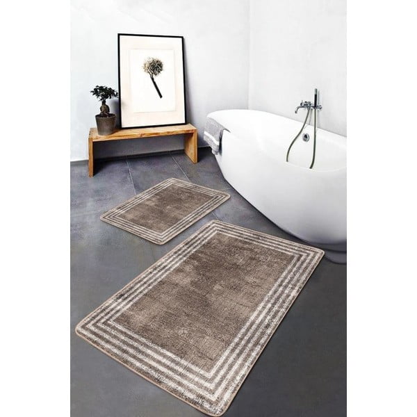 Rjave žametne kopalniške preproge v kompletu 2 ks 60x100 cm – Mila Home-image-3