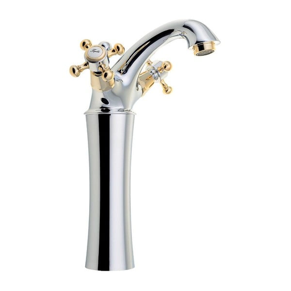 Stoječa armatura za umivalnik v sijajno srebrni in zlati barvi Antea – Sapho