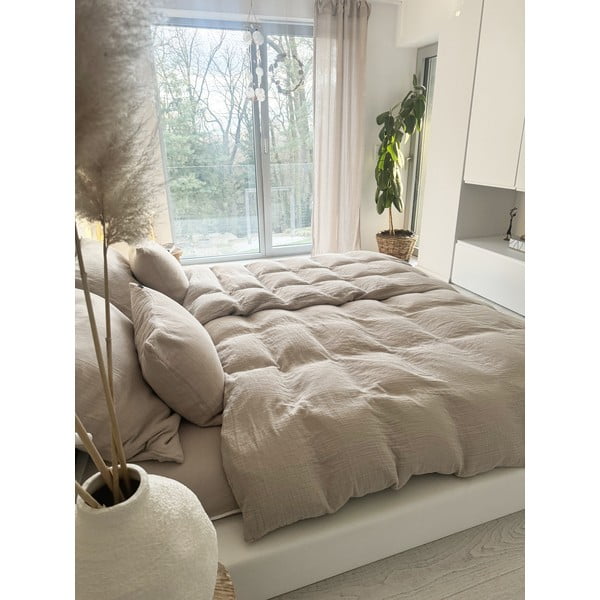 Bež enojna posteljnina iz muslina 135x200 cm Plain Muslin – Butter Kings-image-2