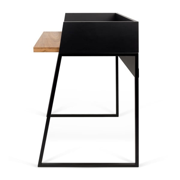 Črna delovna miza z detajli iz orehovega lesa TemaHome Volga-image-3