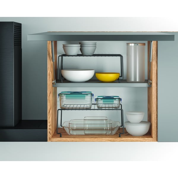 Komplet 2 črnih dodatnih polic za kuhinjo Metaltex Brooklyn Lava-image-2