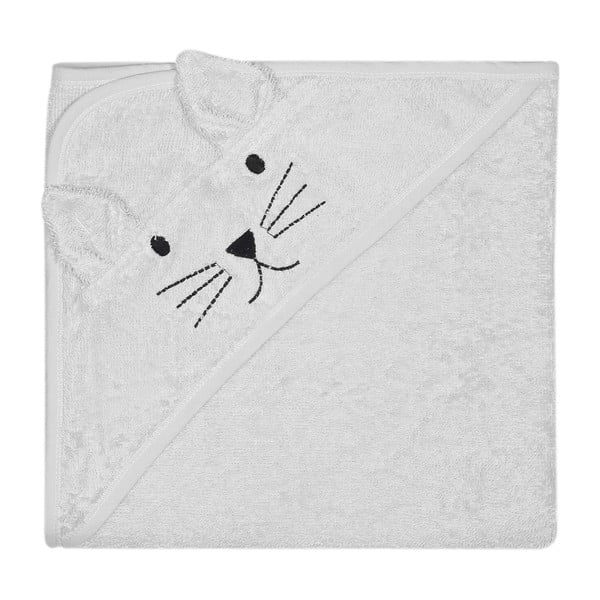 Siva bombažna otroška brisača s kapuco Kindsgut Cat