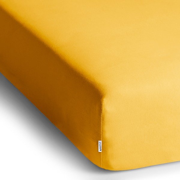 Rumena napenjalna rjuha iz jerseyja 180x200 cm Amber – Restilo-image-2