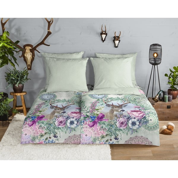 Zelena enojna flanelna posteljnina 140x200 cm Romini – HIP-image-1