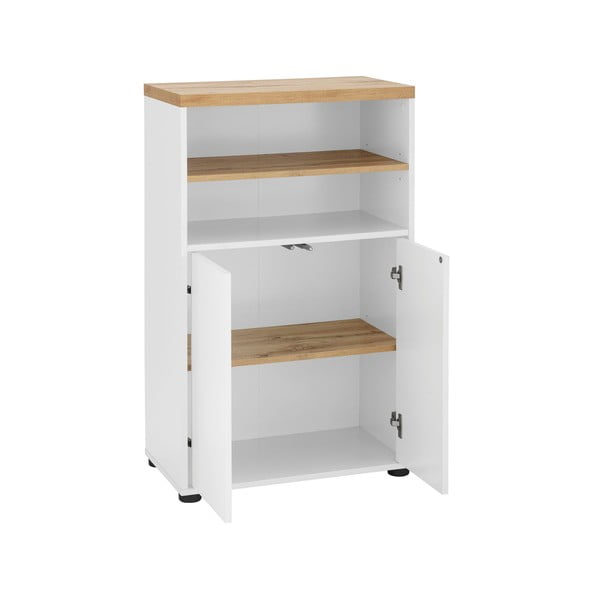 Bela visoka kopalniška omarica v hrastovem dekorju 60x102 cm Thessa – Støraa-image-2