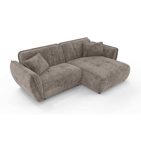 Sivorjava kotna sedežna garnitura iz šenilje (desni kot/z ležalnikom) Nelia – Ropez-image-2