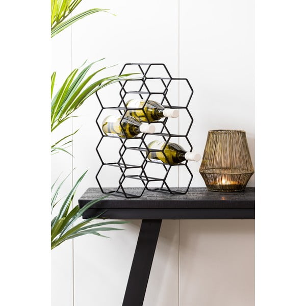 Črno kovinsko stojalo za vino za 12 steklenic Salbris - Light & Living-image-3