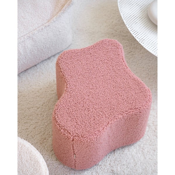 Rožnat otroški tabure iz tkanine bouclé Cloud – Wigiwama-image-4