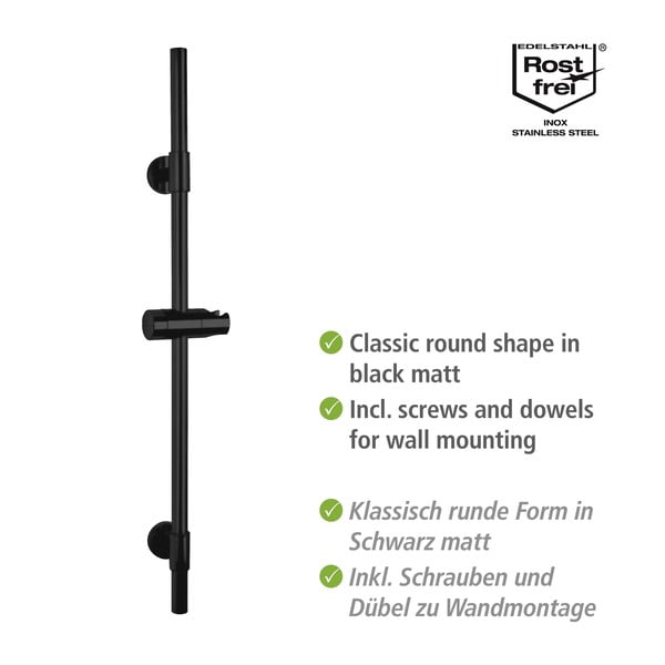Črn stenski drsni drog za tuš iz nerjavečega jekla 66 cm Basic – Wenko-image-2