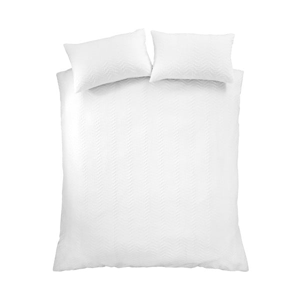Bela posteljnina za zakonsko posteljo iz krepa 200x200 cm Heatset Wave – Catherine Lansfield