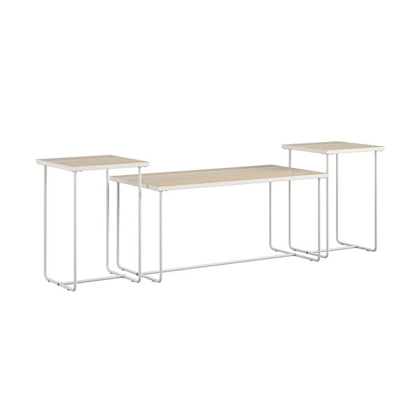 Bele/v naravni barvi stranske mizice v kompletu 3 ks z mizno ploščo v jesenovem dekorju 50x100 cm Dante – Støraa