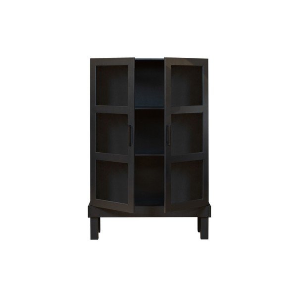 Črna vitrina iz masivnega bora 107x160x39 cm Bonk – WOOOD-image-2