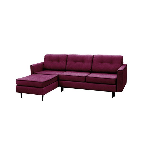 Vijolična raztegljiva sedežna garnitura s črnimi nogami Mazzini Sofas Dragonfly, levi kot-image-1