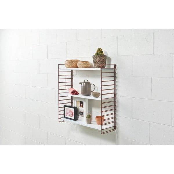 3-stopenjska polica z bakrenimi detajli z belimi policami Metaltex Libro, širina 70 cm-image-1