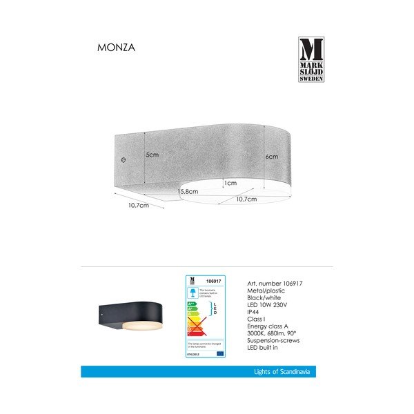 Črna stenska svetilka Markslöjd Monza-image-2