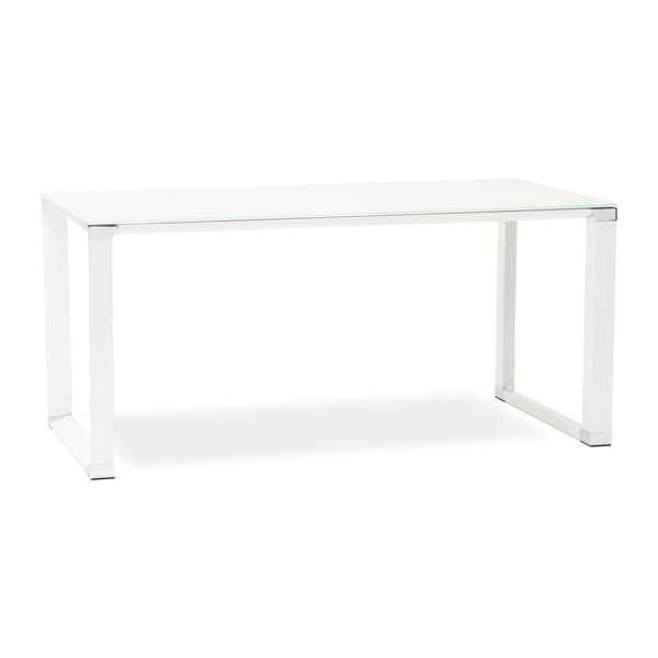 Bela delovna miza s steklenim vrhom Kokoon Warner