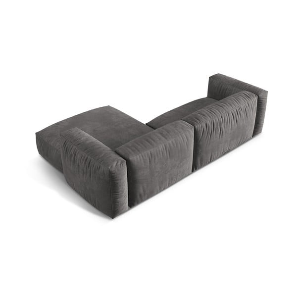 Siva žametna kotna sedežna garnitura (desni kot/z ležalnikom) Martina – Micadoni -image-3