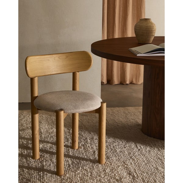 Jedilni stoli iz masivnega hrasta v kremno beli in naravni barvi v kompletu 2 ks Nebai – Kave Home-image-1