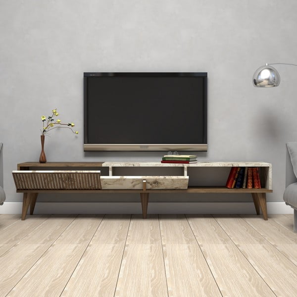 TV omarica v marmornem dekorju v naravni barvi 180x40 cm Milan – Kalune Design-image-2