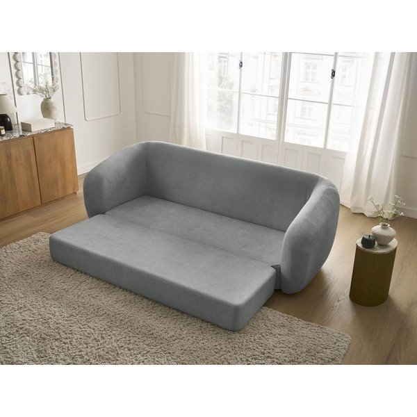 Temno siva raztegljiva sedežna garnitura iz šenilje 228 cm Neyo – Bobochic Paris-image-1