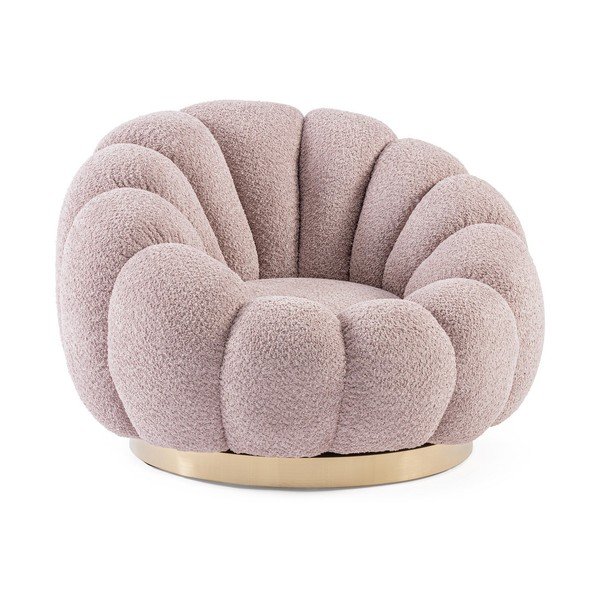 Rožnat vrtljiv fotelj iz tkanine bouclé Florel – Bizzotto