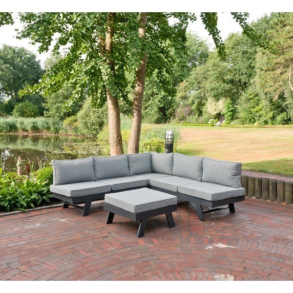 Siva aluminijasta vrtna garnitura za 4 osebe Donna – Garden Pleasure-image-3