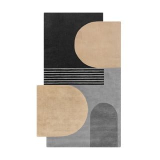 Črno-siva ročno tkana volnena preproga 200x290 cm Lozenge Monochrome – Flair Rugs