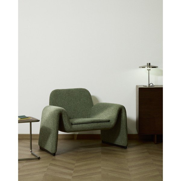 Zelen fotelj iz šenilje Melvia – Kave Home-image-1