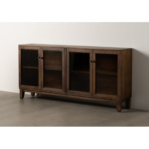 Rjava vitrina iz masivnega manga 180x87x35 cm Ravi – Ixia-image-1