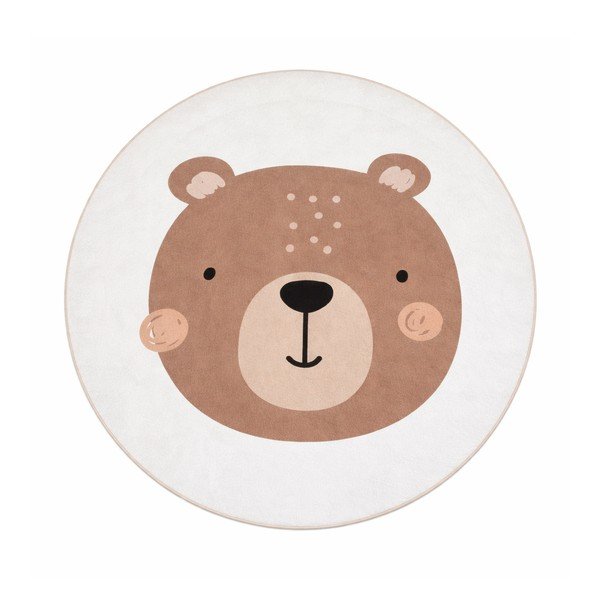Rjava/kremno bela pralna otroška preproga ø100 cm Teddy Bear – Mila Home