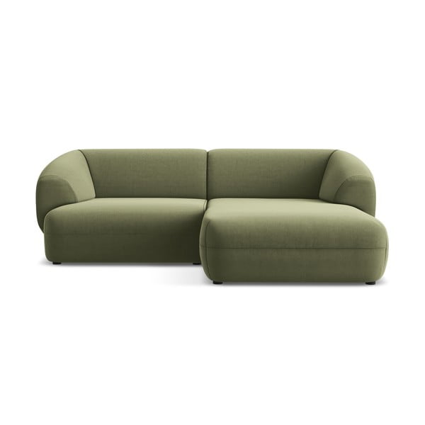 Zelena žametna kotna sedežna garnitura (desni kot) Moana – Makamii