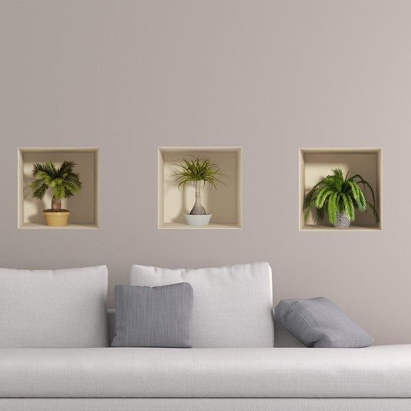 Komplet 3 3D nalepk Ambiance Palms-image-1