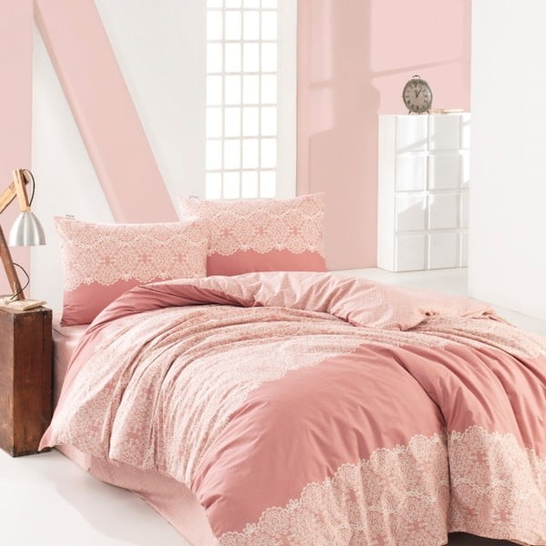 Bombažna posteljnina za zakonsko posteljo z rjuho Casey, 220 x 240 cm