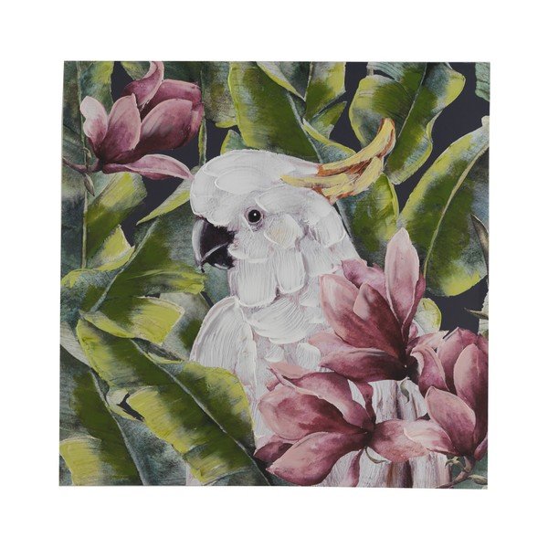 Stenska slika na platnu Gosi v modernem slogu Kakadu Cubico, 100 x 100 cm