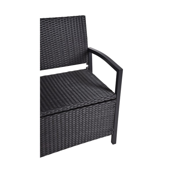 Črna vrtna klop iz umetnega ratana Ferrara – Garden Pleasure-image-2