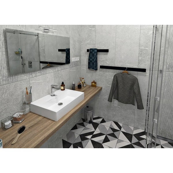 Mat črno stensko držalo za brisače Patron – Sapho-image-1