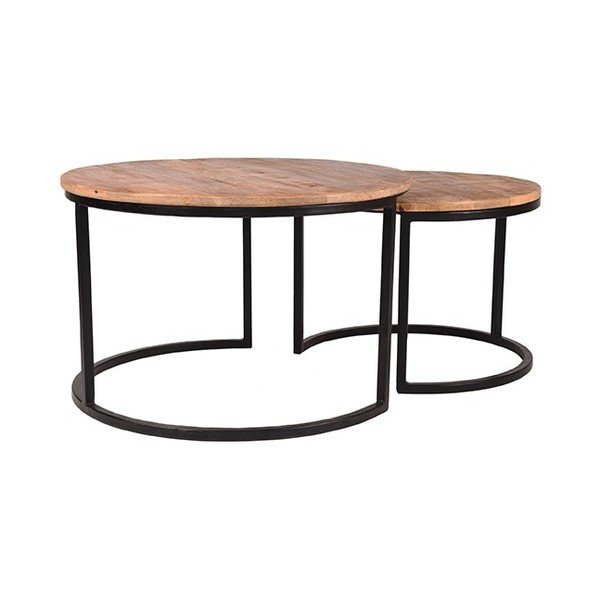 Komplet 2 stranskih mizic iz mangovega lesa LABEL51 Coffee, ⌀ 50 cm in ⌀ 70 cm-image-3