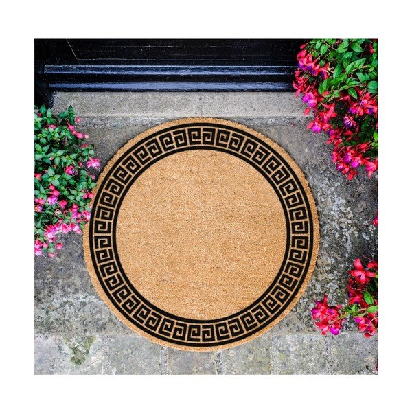 Okrogel predpražnik iz naravnih kokosovih vlaken Artsy Doormats Greek Border, ⌀ 70 cm-image-2