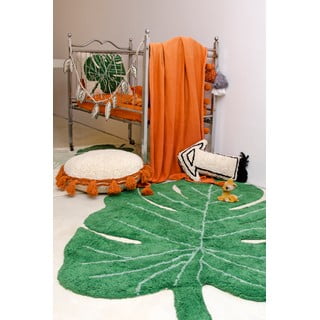 Temno zelena pralna ročno tkana bombažna otroška preproga 120x180 cm Monstera Leaf – Lorena Canals