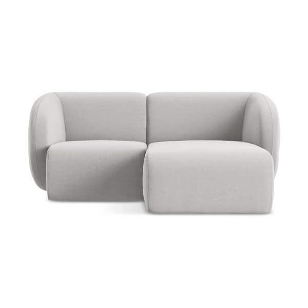 Svetlo siva žametna kotna sedežna garnitura (desni kot/z ležalnikom) Lani – Makamii