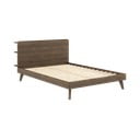 Rjava zakonska postelja iz borovega lesa z letvenim dnom 160x200 cm Retreat - Karup Design
