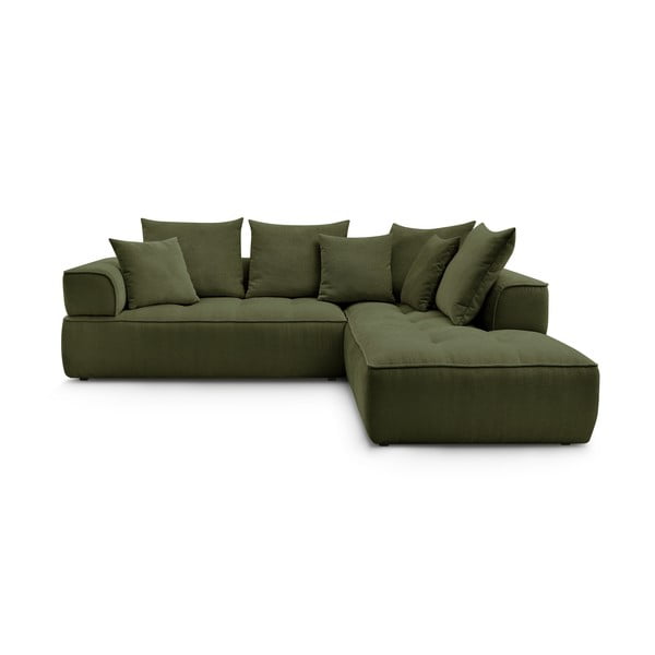 Zelena kotna sedežna garnitura iz šenilje (desni kot/v obliki črke L) Whesley – Bobochic Paris
